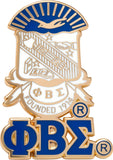 Phi Beta Sigma 3D Shield Lapel Pin With Letters [Gold]