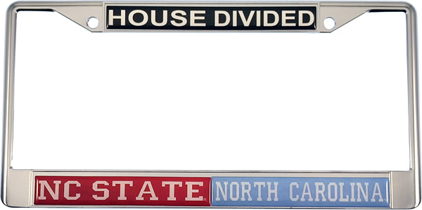 North Carolina State + North Carolina House Divided Split License Plate Frame [Silver]