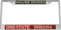 Ohio State + Indiana House Divided Split License Plate Frame [Silver]