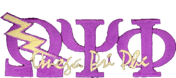 Omega Psi Phi Signature Que Bolt Iron-On Patch [Purple]