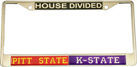 Pittsburg State (KS) + Kansas State House Divided Split License Plate Frame [Silver]