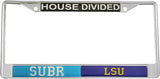Southern + LSU House Divided Split License Plate Frame [Silver]