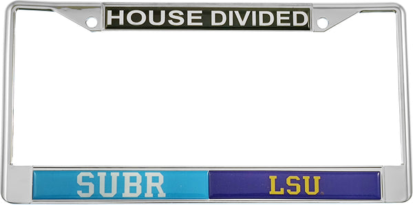 Southern + LSU House Divided Split License Plate Frame [Silver]