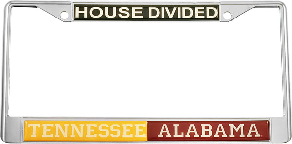 Tennessee + Alabama House Divided Split License Plate Frame [Silver]