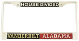 Vanderbilt + Alabama House Divided Split License Plate Frame [Silver]