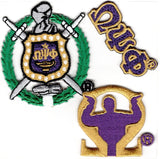 Omega Psi Phi 3-Piece Set A Embroidered Stick-On Applique Patches [Purple]