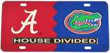Alabama + Florida House Divided Split License Plate Tag [Red/Blue]
