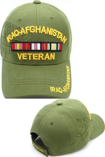 Iraq-Afghanistan Veteran Ribbon Shadow Mens Cap [Baseball Cap - Olive Green]