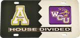 Appalachian State + Western Carolina House Divided Split License Plate Tag [Black/Silver]
