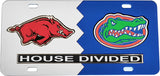 Arkansas + Florida House Divided Split License Plate Tag [Silver/Blue]