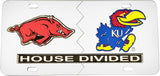 Arkansas + Kansas House Divided Split License Plate Tag [Silver/Silver]