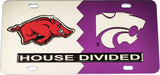 Arkansas + Kansas State House Divided Split License Plate Tag [Silver/Purple]