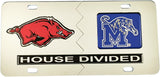 Arkansas + Memphis House Divided Split License Plate Tag [Silver/Silver]