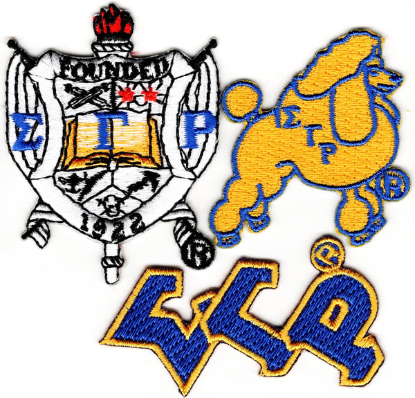 Sigma Gamma Rho 3-Piece Set A Embroidered Stick-On Applique Patches [Blue]