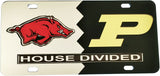 Arkansas + Purdue House Divided Split License Plate Tag [Silver/Black]