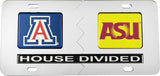 Arizona + Arizona State House Divided Split License Plate Tag [Silver/Silver]