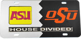 Arizona State + Oklahoma State House Divided Split License Plate Tag [Silver/Black]