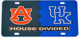 Auburn + Kentucky House Divided Split License Plate Tag [Blue/Blue]