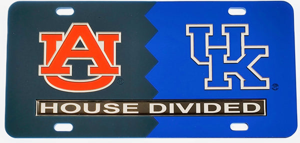 Auburn + Kentucky House Divided Split License Plate Tag [Blue/Blue]