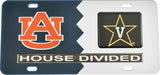 Auburn + Vanderbilt House Divided Split License Plate Tag [Blue/Silver]