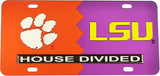 Clemson + LSU House Divided Split License Plate Tag [Orange/Purple]