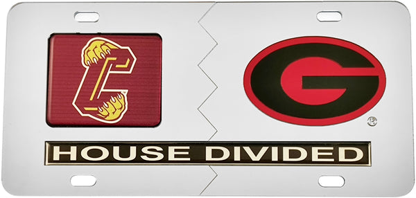 College Of Charleston + Georgia House Divided Split License Plate Tag [Silver/Silver]