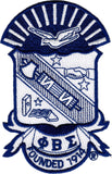 Phi Beta Sigma Shield Embroidered Iron-On Patch [Blue/White]