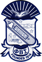 Phi Beta Sigma Shield Embroidered Iron-On Patch [Blue/White]