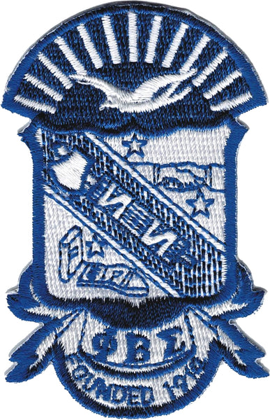 Phi Beta Sigma Shield Embroidered Iron-On Patch [Blue/White]