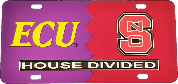 East Carolina + North Carolina State House Divided Split License Plate Tag [Purple/Red]