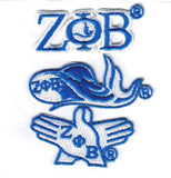 Zeta Phi Beta 3-Piece Set A Embroidered Stick-On Applique Patches [White]