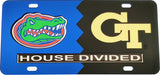 Florida + Georgia Tech House Divided Split License Plate Tag [Blue/Black]