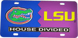 Florida + LSU House Divided Split License Plate Tag [Blue/Purple]