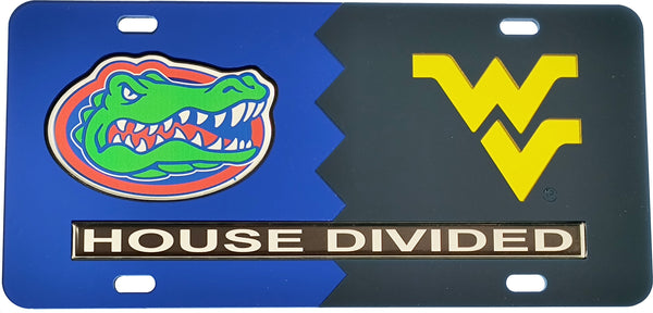 Florida + West Virginia House Divided Split License Plate Tag [Blue/Blue]