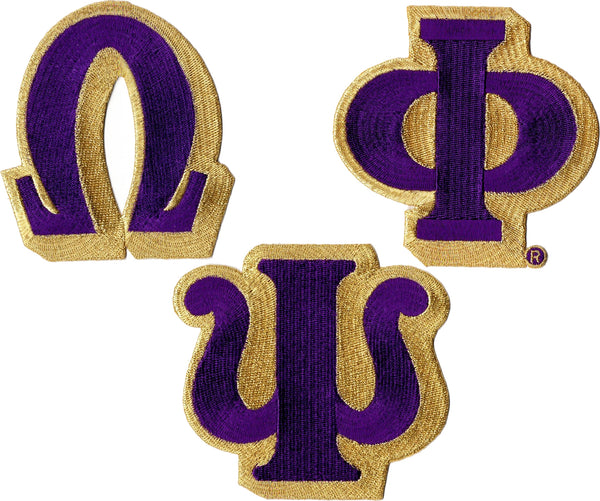 Omega Psi Phi Large Letter Iron-On Patch Set [Purple]