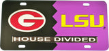 Georgia + LSU House Divided Split License Plate Tag [Black/Purple]