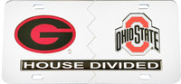 Georgia + Ohio State House Divided Split License Plate Tag [Silver]