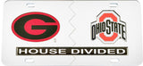 Georgia + Ohio State House Divided Split License Plate Tag [Silver]