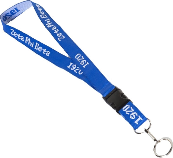 Zeta Phi Beta Classic Woven Embroidered Lanyard [Blue]