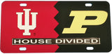 Indiana + Purdue House Divided Split License Plate Tag [Red/Black]