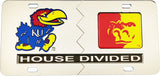 Kansas + Pittsburg State (KS) House Divided Split License Plate Tag [Silver/Silver]