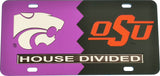 Kansas State + Oklahoma State House Divided Split License Plate Tag [Purple/Black]