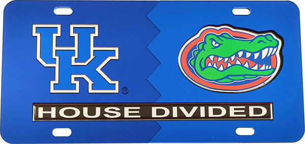 Kentucky + Florida House Divided Split License Plate Tag [Blue/Blue]