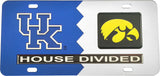 Kentucky + Iowa House Divided Split License Plate Tag [Blue/Silver]