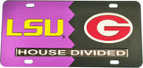 LSU + Georgia House Divided Split License Plate Tag [Purple/Black]