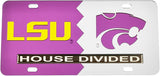LSU + Kansas State House Divided Split License Plate Tag [Purple/Silver]
