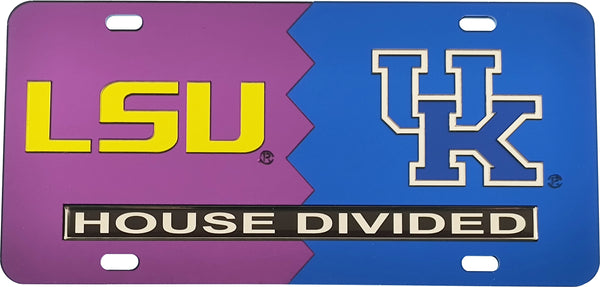 LSU + Kentucky House Divided Split License Plate Tag [Purple/Blue]