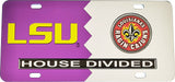 LSU + Louisiana-Lafayette House Divided Split License Plate Tag [Purple/Silver]