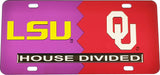 LSU + Oklahoma House Divided Split License Plate Tag [Purple/Red]