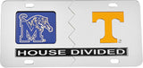 Memphis + Tennessee House Divided Split License Plate Tag [Silver/Silver]